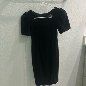 Un Deux Trois Black Square Neck Puff Sleeve Dress- size 13